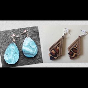 Two pairs of wood earrings